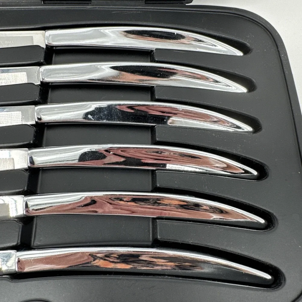 Carvel Hall Steak Knives Stainless Steel Set of 6 Original Case made USA Vintage